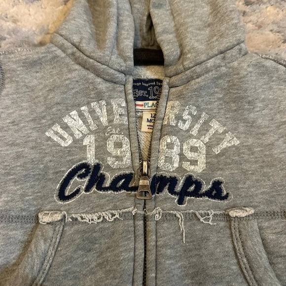 Children’s Place Gray Zip Up Hoodie University Champs Graphic Size 12 Months - Picture 3 of 8